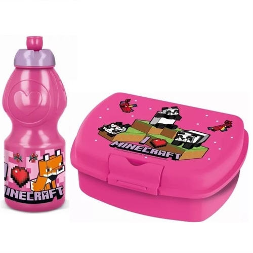 Minecraft madkasse og drikkedunk , pink