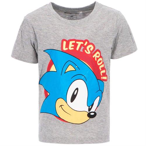 Sonic T-shirt Let's Roll ! , grå , str.152/10-12 år