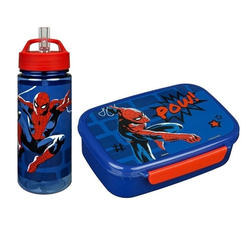 Spiderman madkasse og drikkedunk med sugerør