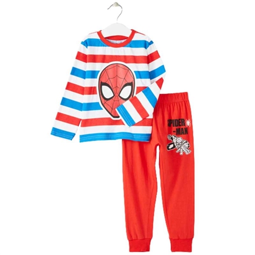 Spiderman nattøj stribet , rød str.128/6-8 år