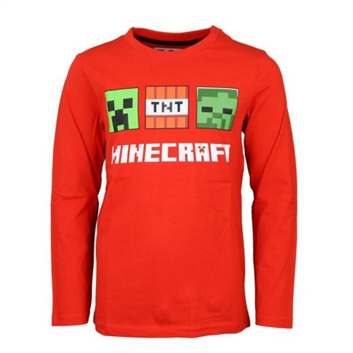 Minecraft bluse rød , str.152/10-12 år