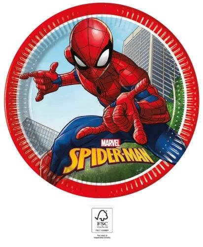 Spiderman paptallerkner 23 cm, 8 stk.