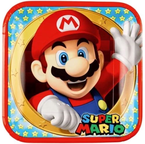 Super Mario paptallerkner 23 cm , 8 stk.