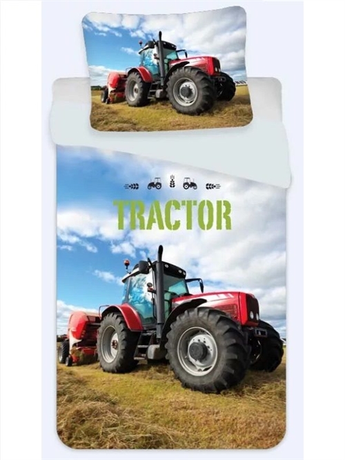 Traktor junior sengetøj, 100*135 cm / 40*60 cm , rød traktor