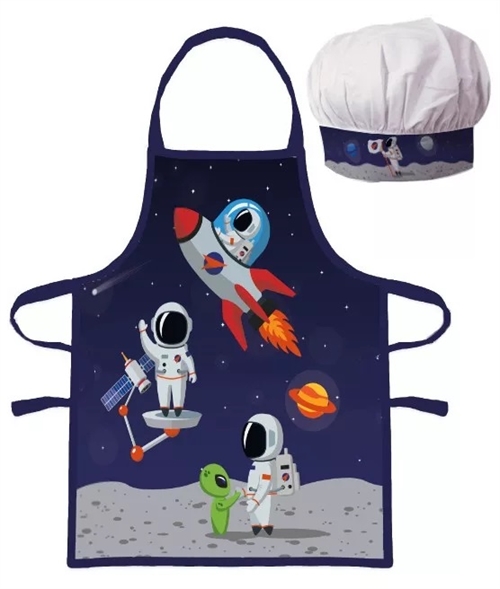 Astronaut forklæde og kokkehue
