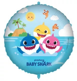 Baby Shark rund folieballon Ø 46 cm
