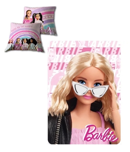 Barbie decor pude og fleecetæppe