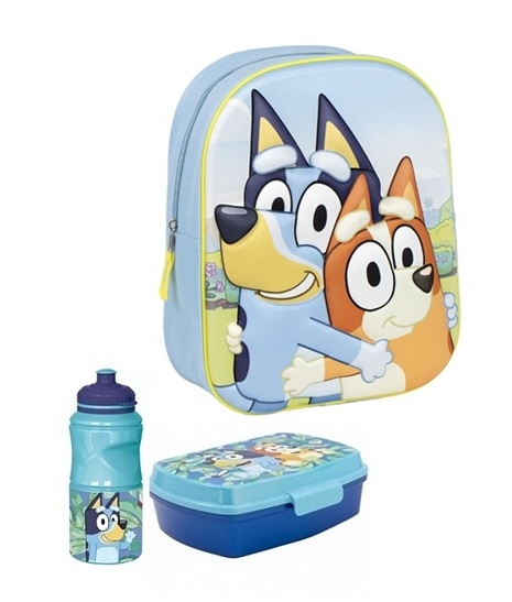 Bluey børnehavestart sæt, rygsæk 3D-madkasse-drikkedunk