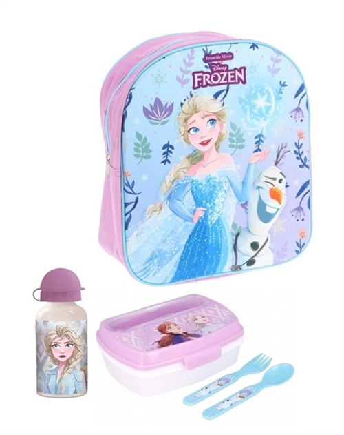Disney Frost børnehavestart sæt ,  rygsæk 3D-madkasse-drikkedunk alu