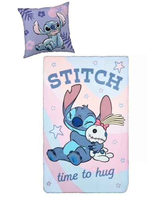 Disney Stitch decor pude og fleece tæppe , lilla