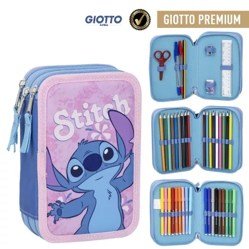Disney Stitch penalhus 3 lag med indhold 