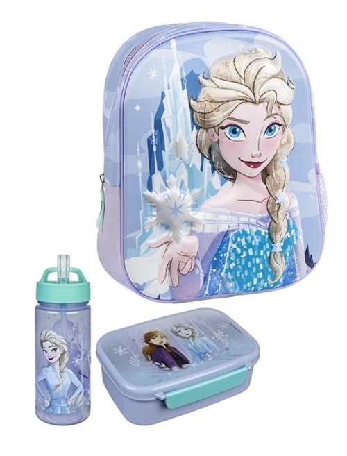 Disney Frost børnehavestart sæt Elsa,  rygsæk 3D-madkasse-drikkedunk
