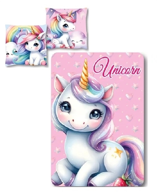 Enhjørning - unicorn pude og fleece tæppe , Starlight