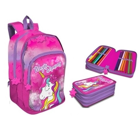 Enhjørning - unicorn skoletaske og penalhus