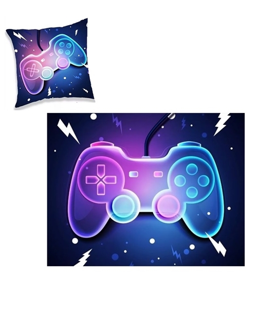 Gamer decorpude og fleecetæppe 
