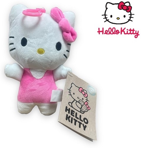 Hello Kitty clip bamse lyserød, 17 cm
