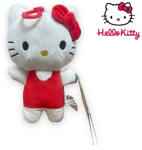 Hello Kitty clip bamse rød , 17 cm