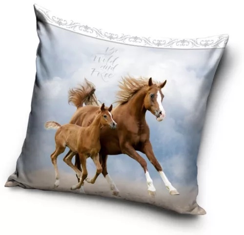 Heste decor pude 40*40 cm, brun hest