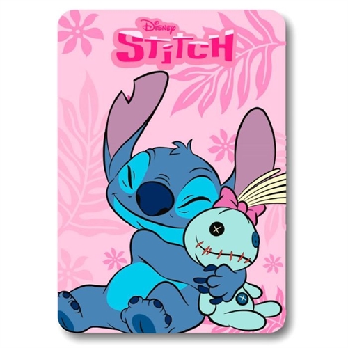 Disney Stitch fleece tæppe 100* 140 cm , lyserød