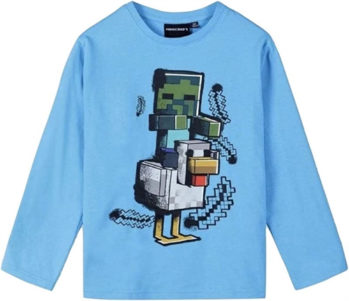 Minecraft bluse blå str.140/8-10 år