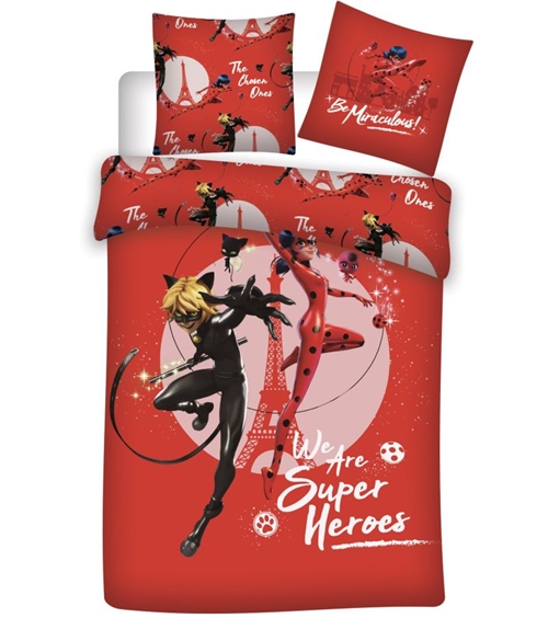 Miraculous Ladybug sengetøj 140*200 cm , Ladybug og CatNoir
