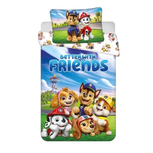 Paw Patrol junior sengetøj , Better with Friends , 100*135 cm/40*60 cm
