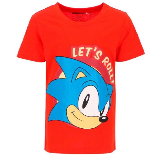 Sonic T-shirt Let\'s Roll ! , rød