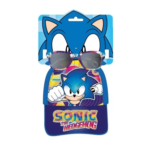 Sonic The Hedgehog kasket og solbriller