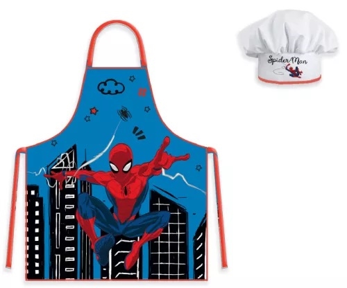 Spiderman forklæde og kokkehue