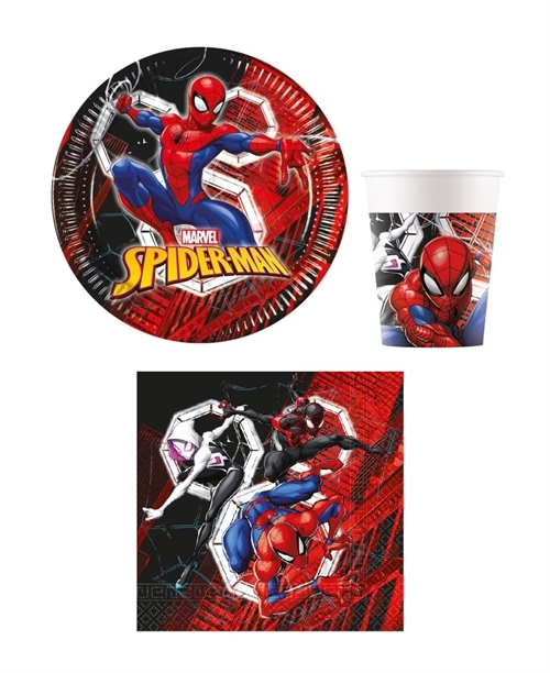 Spiderman World of Webs paptallerkner, servietter , krus  til 8 personer