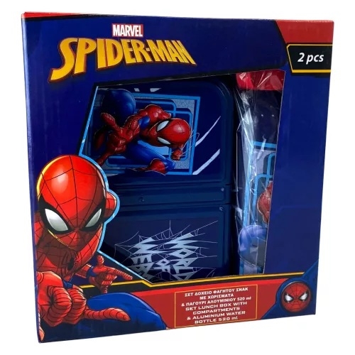 Spiderman madkasse og aluminium drikkedunk i gaveæske , World of Web