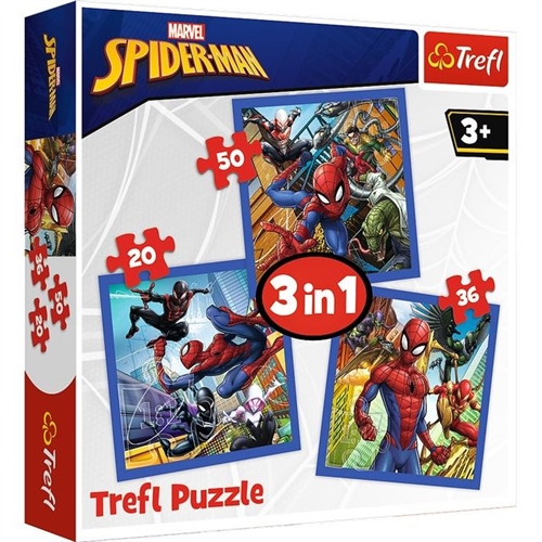 Spiderman puslespil 3 in 1