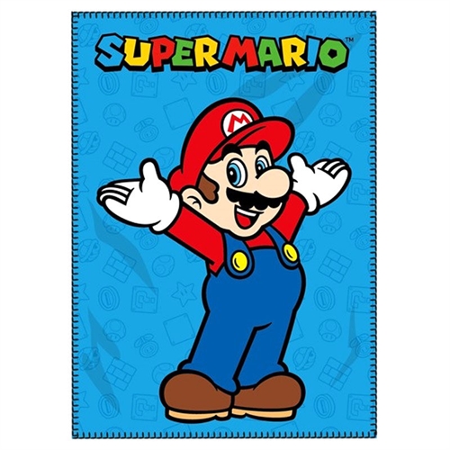 Super Mario fleece tæppe, blå , 100*140cm