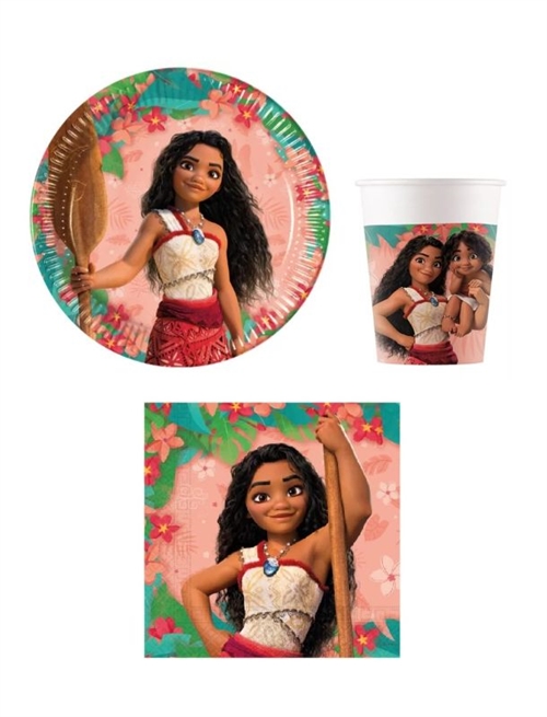 Disney Vaiana paptallerkner, servietter , krus til 8 personer