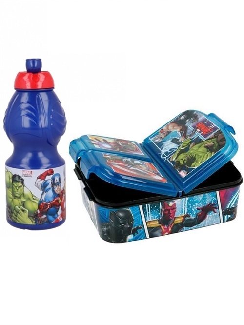 Avengers madkasse 3 rum og drikkedunk , navy