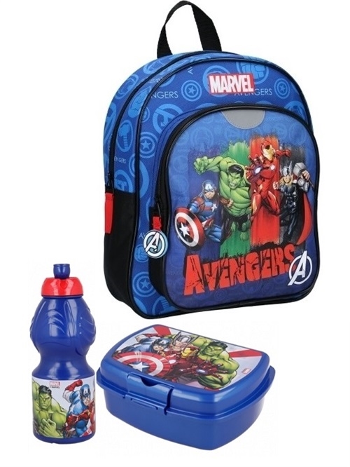 Avengers børnehavestart sæt - rygsæk, madkasse og vandflaske