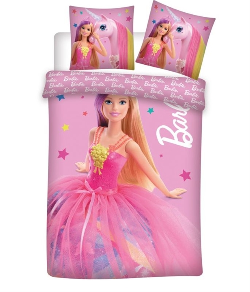 Barbie junior sengetøj lyserød, 100* 140 cm/ 40 * 45cm