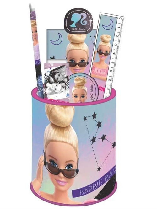 Barbie blyantholder med 7 tilbehør
