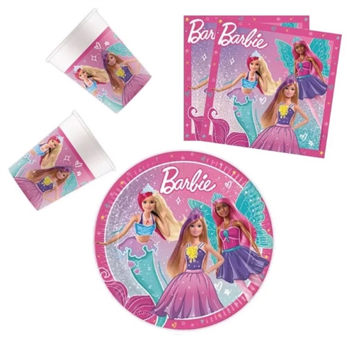 Barbie Fantasi paptallerkner, servietter og krus  til 8 personer