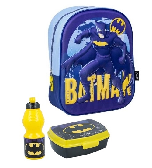 Batman børnehavestart sæt- rygsæk 3D, madkasse og drikkedunk