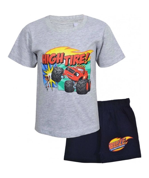 Blaze og Monstermaskinerne T-shirt og shorts sæt High Tire ! , grå/navy