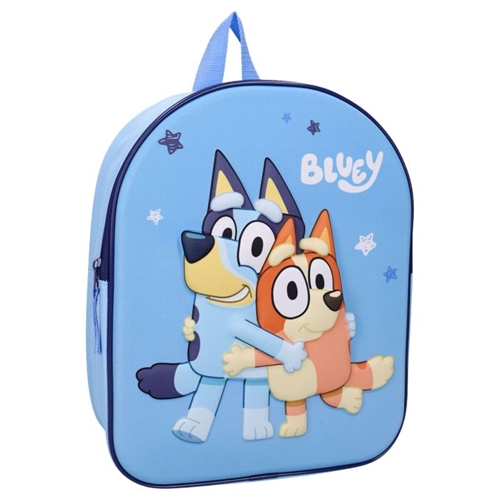 Bluey rygsæk 3D blå, Bluey og Bingo, 32 cm