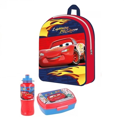 Disney Cars McQueen børnehavestart sæt - rygsæk, madkasse og drikkedunk