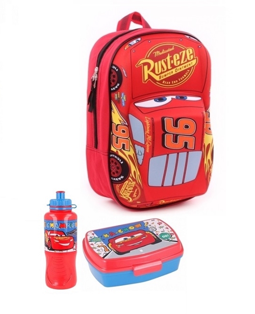 Disney Cars børnehavestart sæt - rygsæk, madkasse og vandflaske