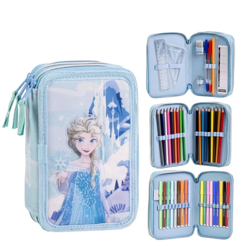 Disney Frost penalhus 3 lag med indhold lilla , Elsa