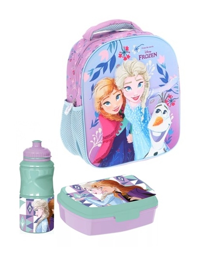 Disney Frost børnehavestart sæt blå - rygsæk 3D , madkasse og drikkedunk