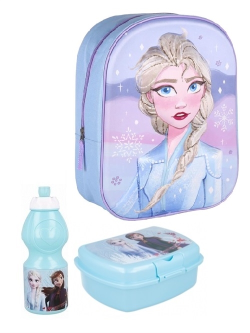 Disney Frost børnehavestart sæt Elsa - rygsæk 3D, madkasse og drikkedunk