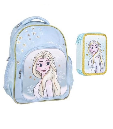 Disney Frost skoletaske og penalhus Elsa , blå