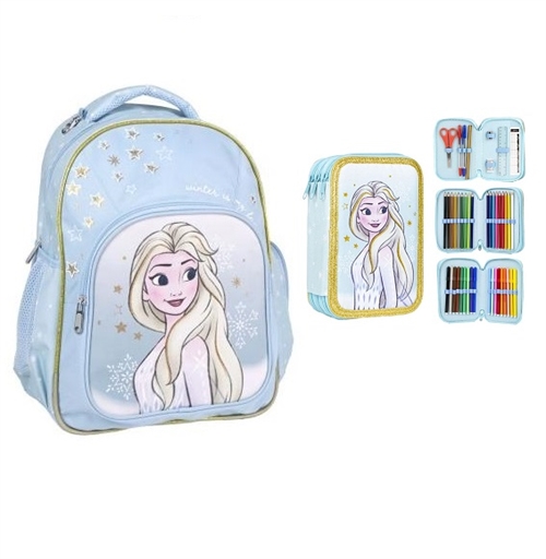 Disney Frost skoletaske og penalhus Elsa , blå