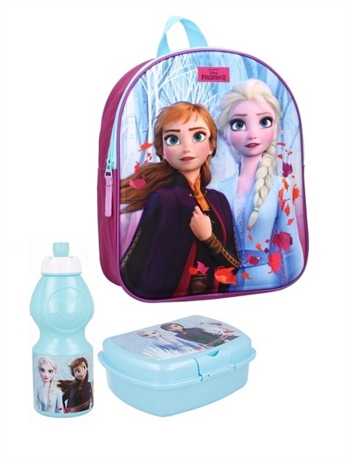 Disney Frost børnehavestart sæt - rygsæk 3D, madkasse og drikkedunk